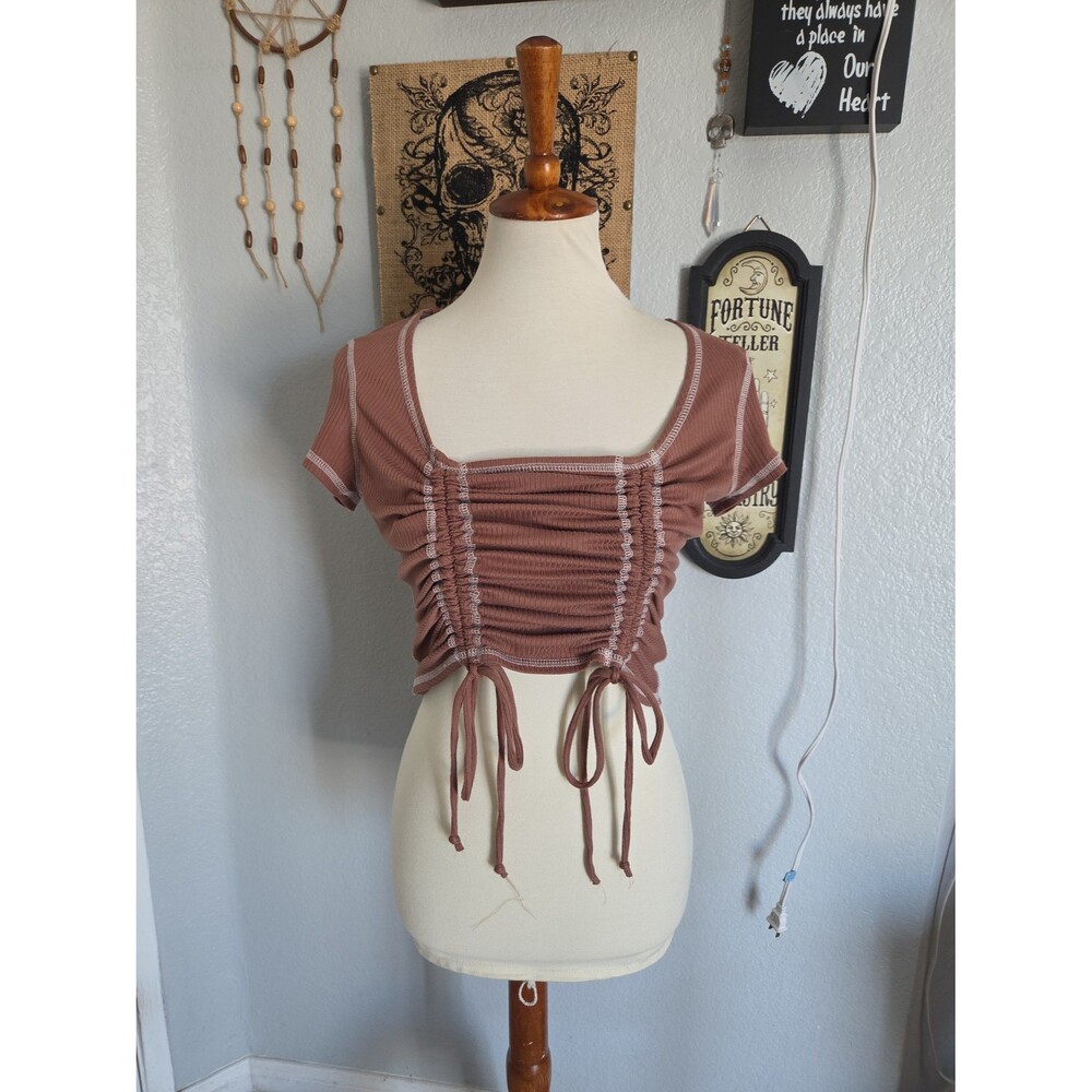 Just Polly Brown Crop Top Large